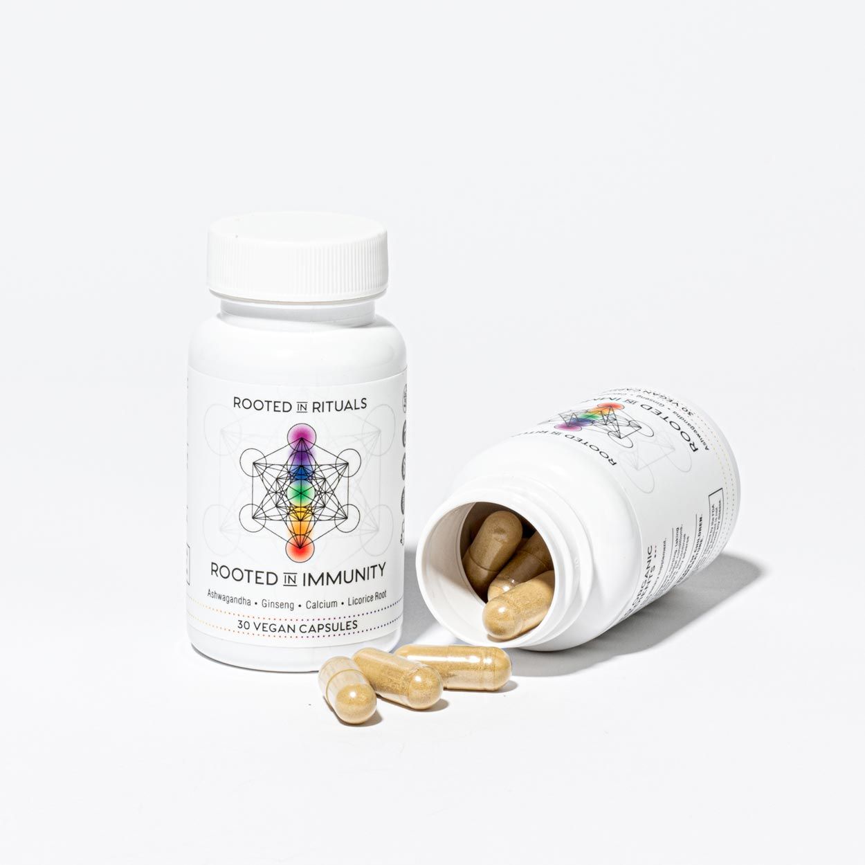 supplement made with ashwaganda, ginseng, calcium, licorice root