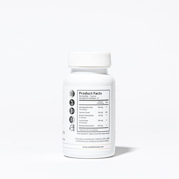 adaptogenic supplement made with ashwaganda, ginseng, calcium, licorice root